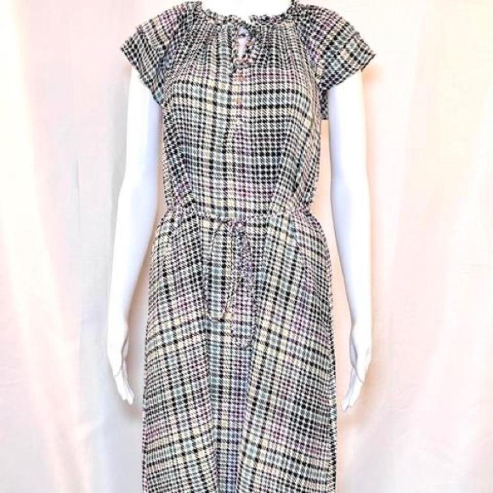 LOFT Multicolor Plaid Midi Dress - Picture 9 of 10